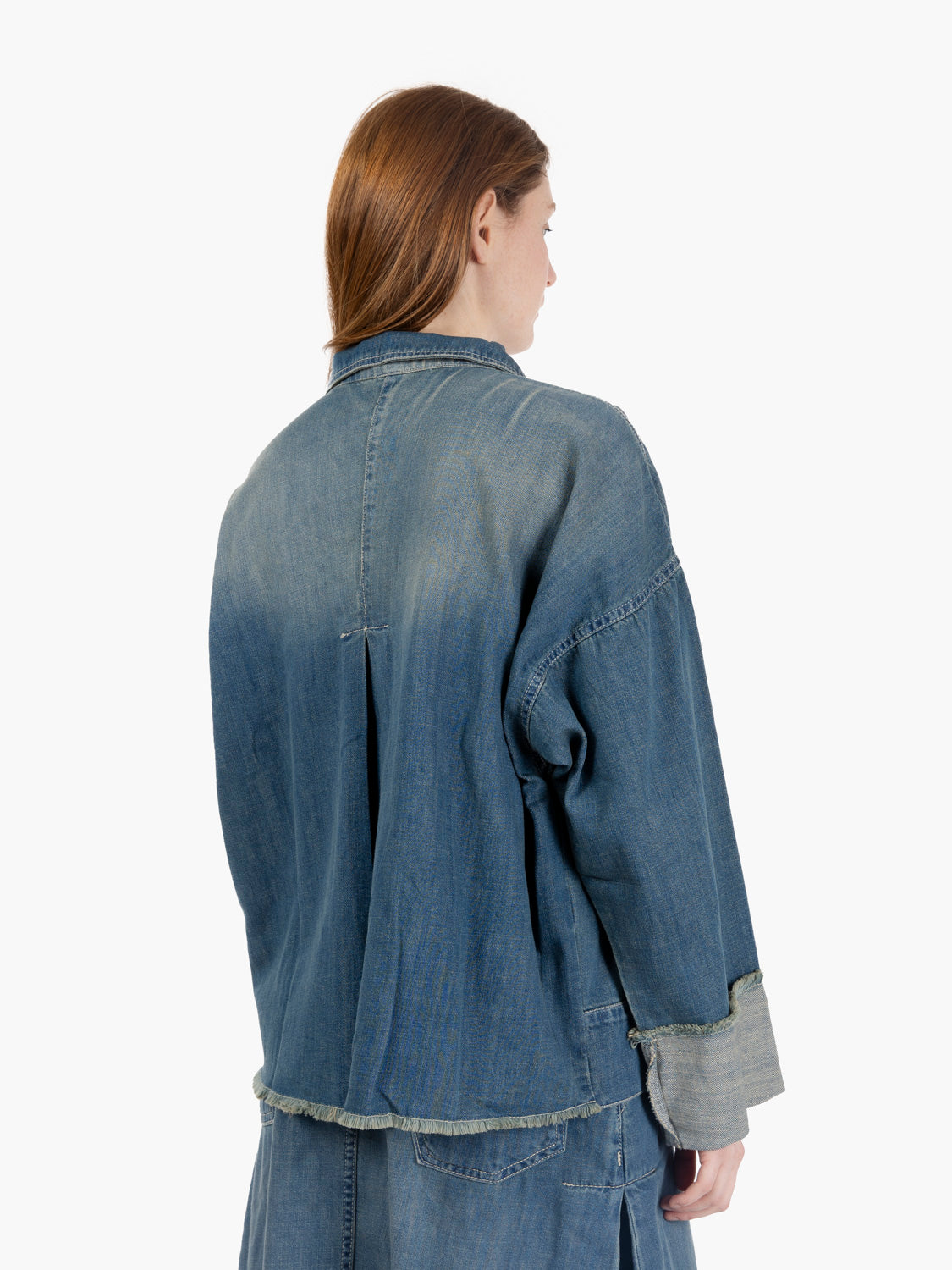 Giacca in denim con falde blu dirty