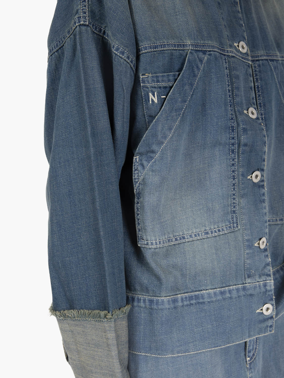 Giacca in denim con falde blu dirty
