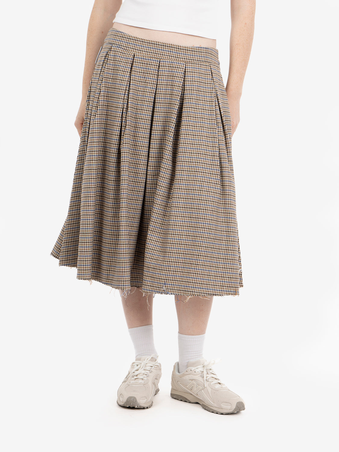 Pleated houndstooth skirt chocolate / slate