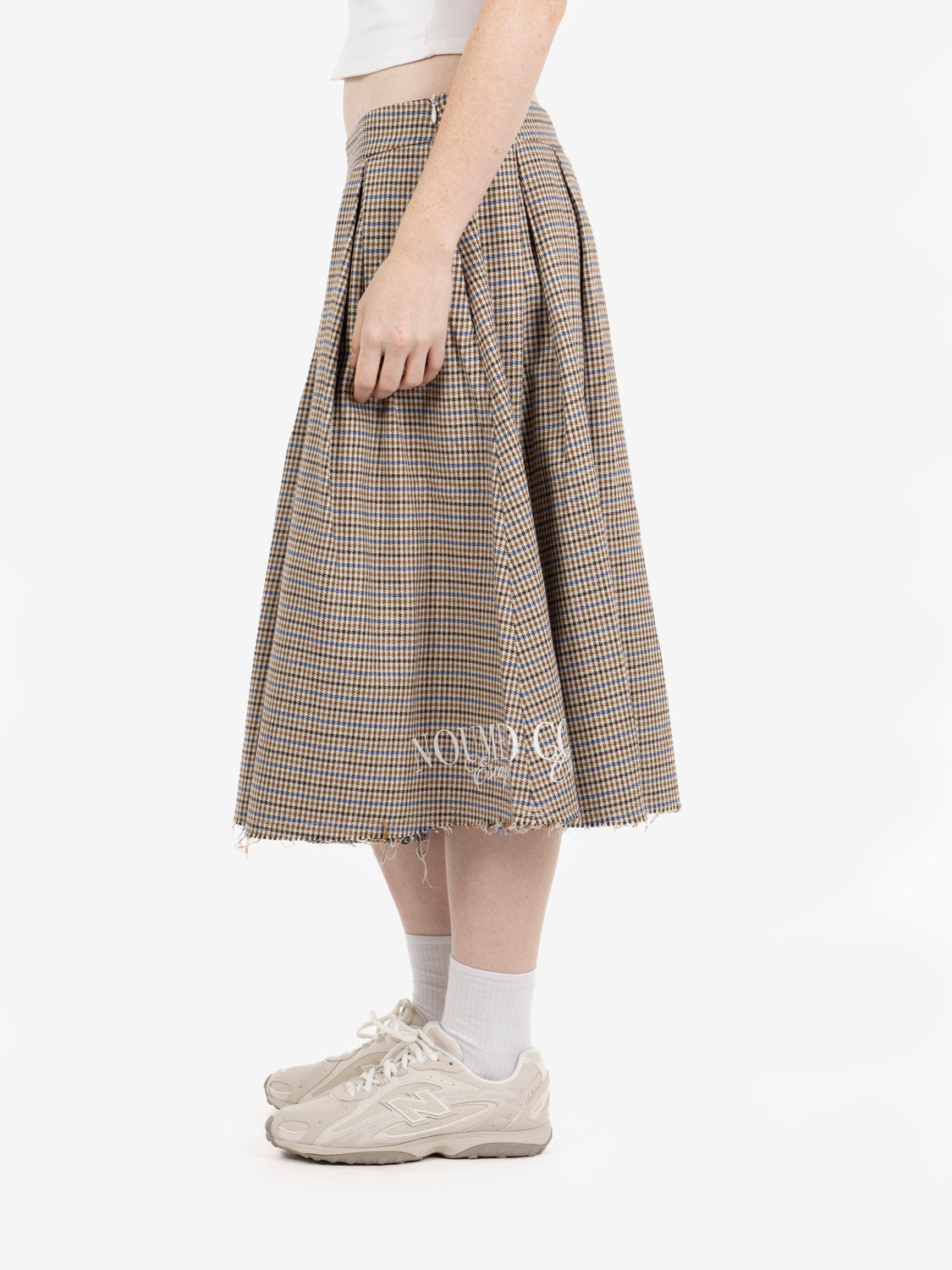 Pleated houndstooth skirt chocolate / slate