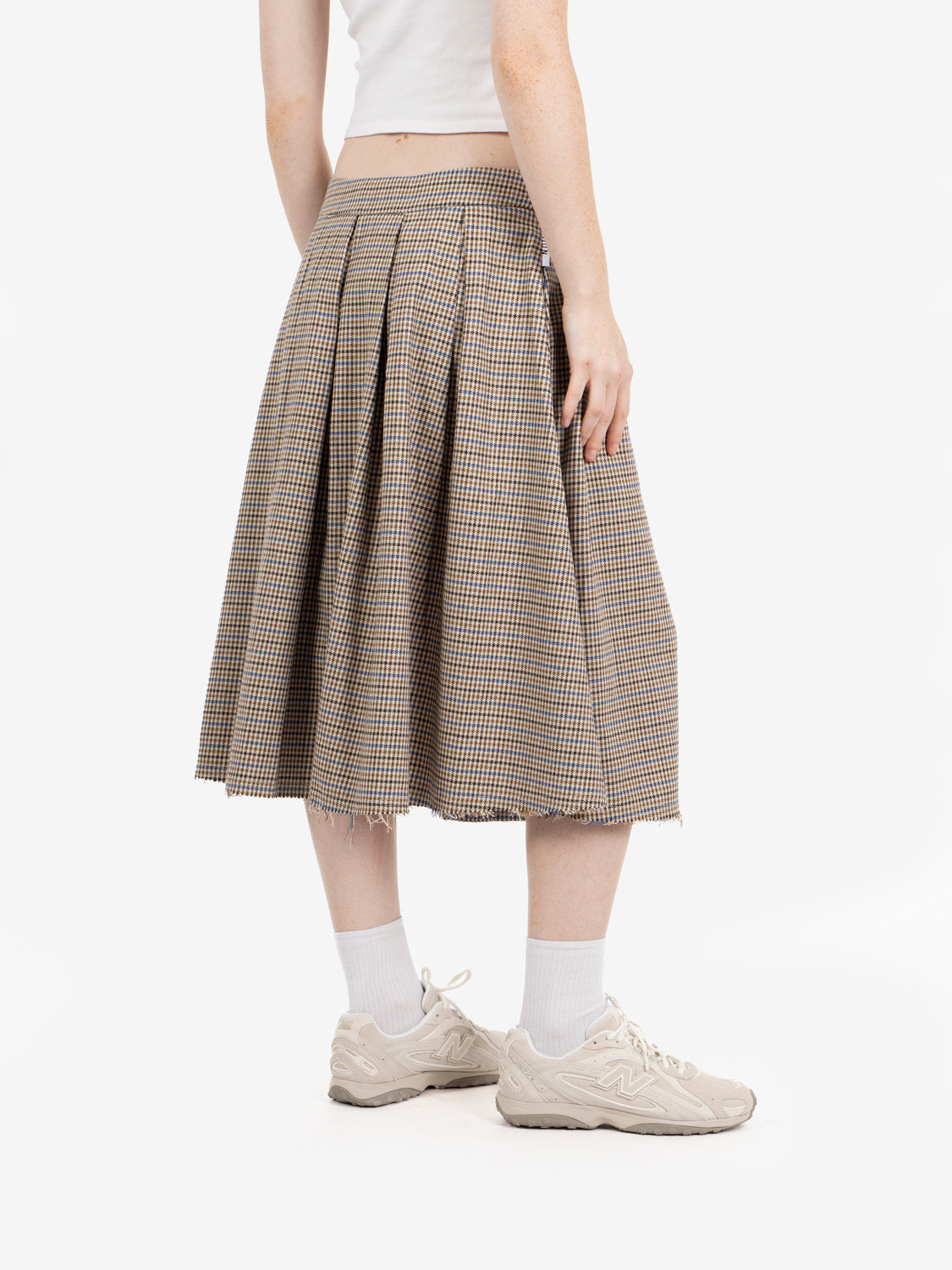 Pleated houndstooth skirt chocolate / slate