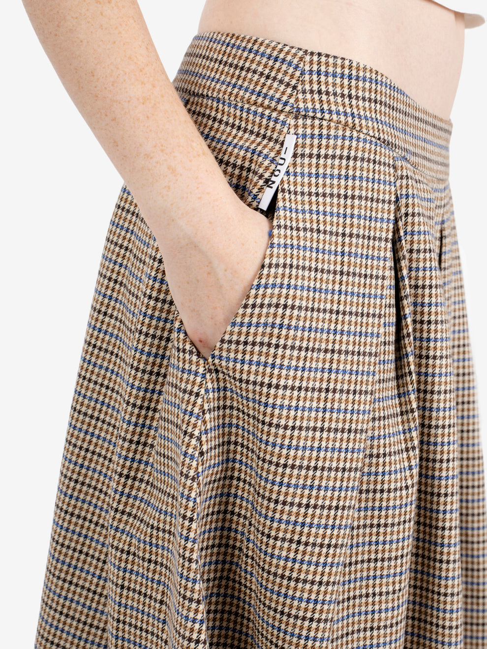 Pleated houndstooth skirt chocolate / slate