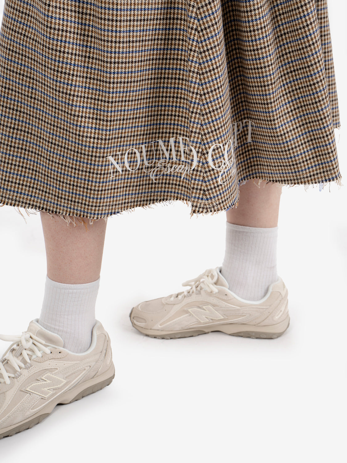 Pleated houndstooth skirt chocolate / slate