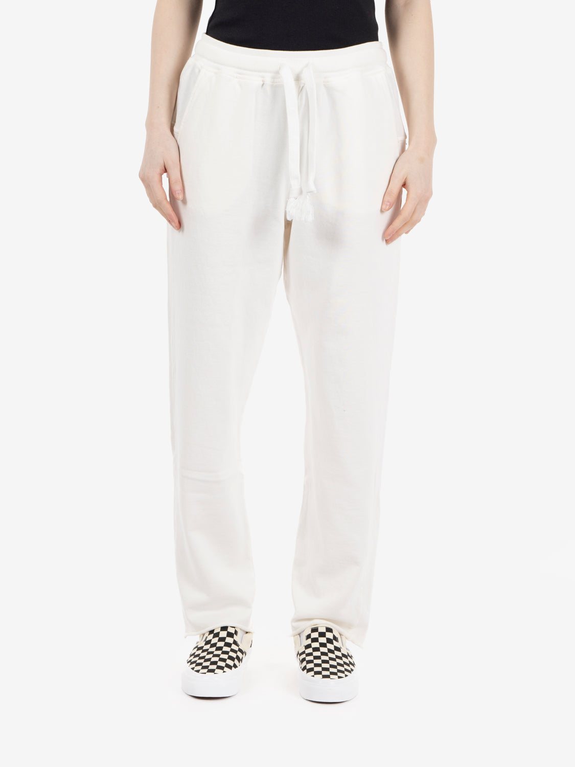 Drop-crotch fleece trousers milk