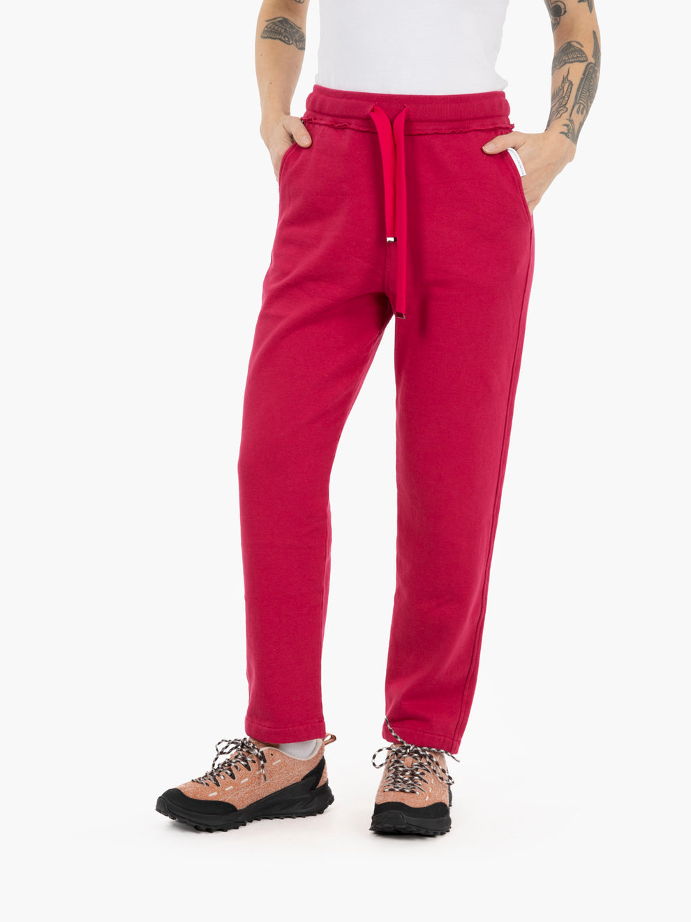 Pantaloni joggers in felpa ciliegia