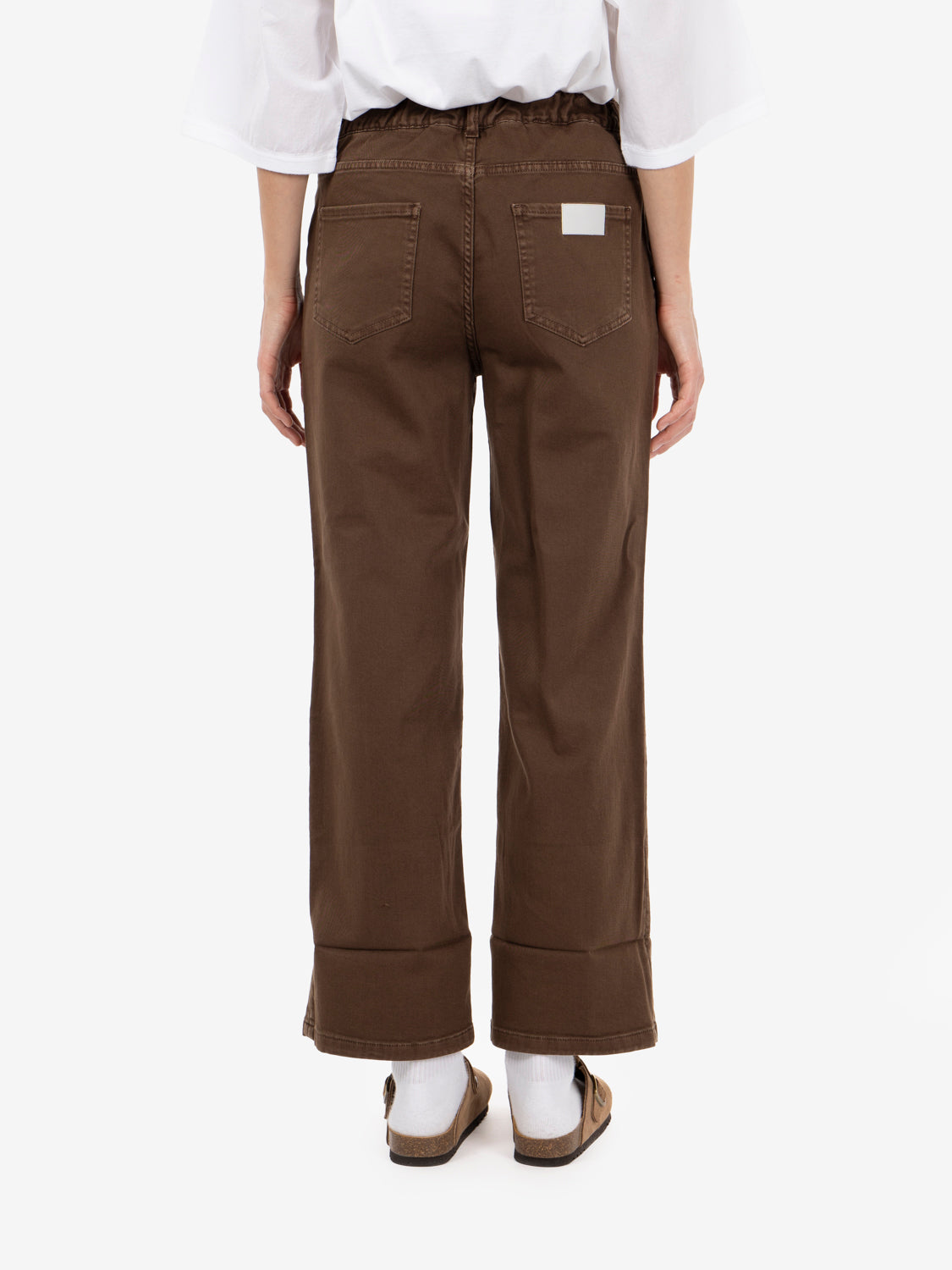 Tobacco regular trousers with turn-up