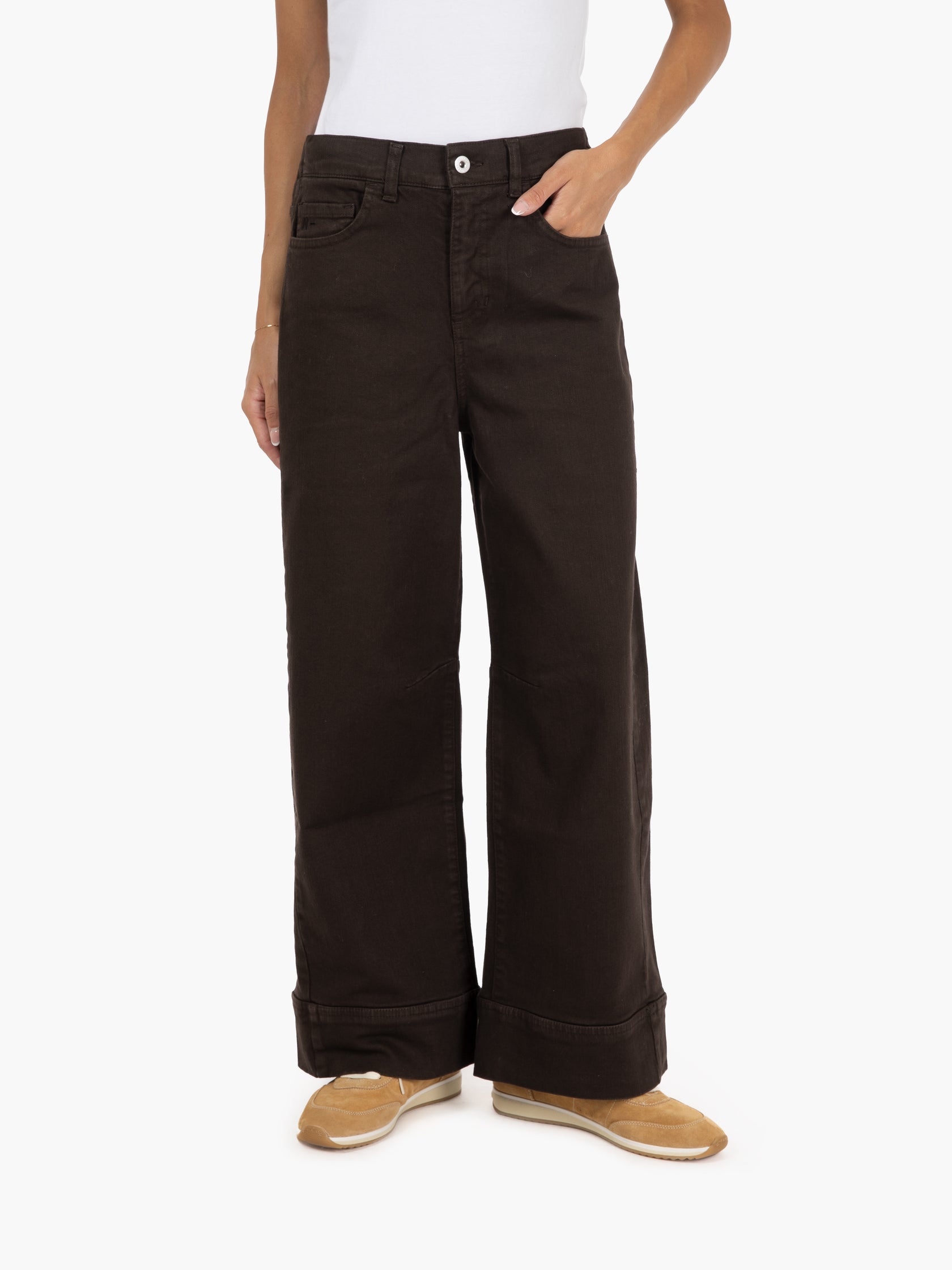 Chocolate stretch cotton trousers