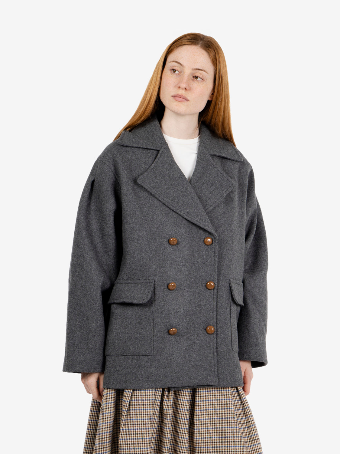Slate double-breasted peacoat