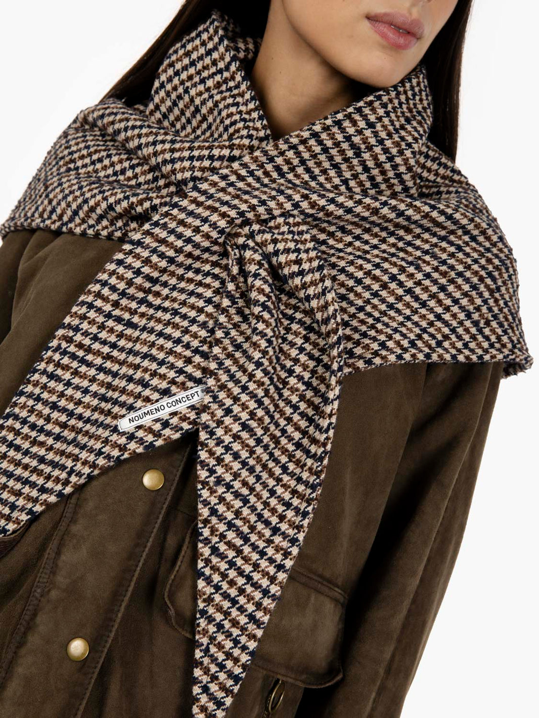 Sciarpa triangolo pied de poule marrone