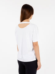 NOU-NOUMENO CONCEPT - T-shirt con stampa cut-out bianca