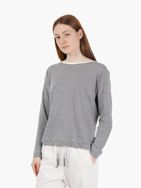 White / gray striped long sleeve t-shirt