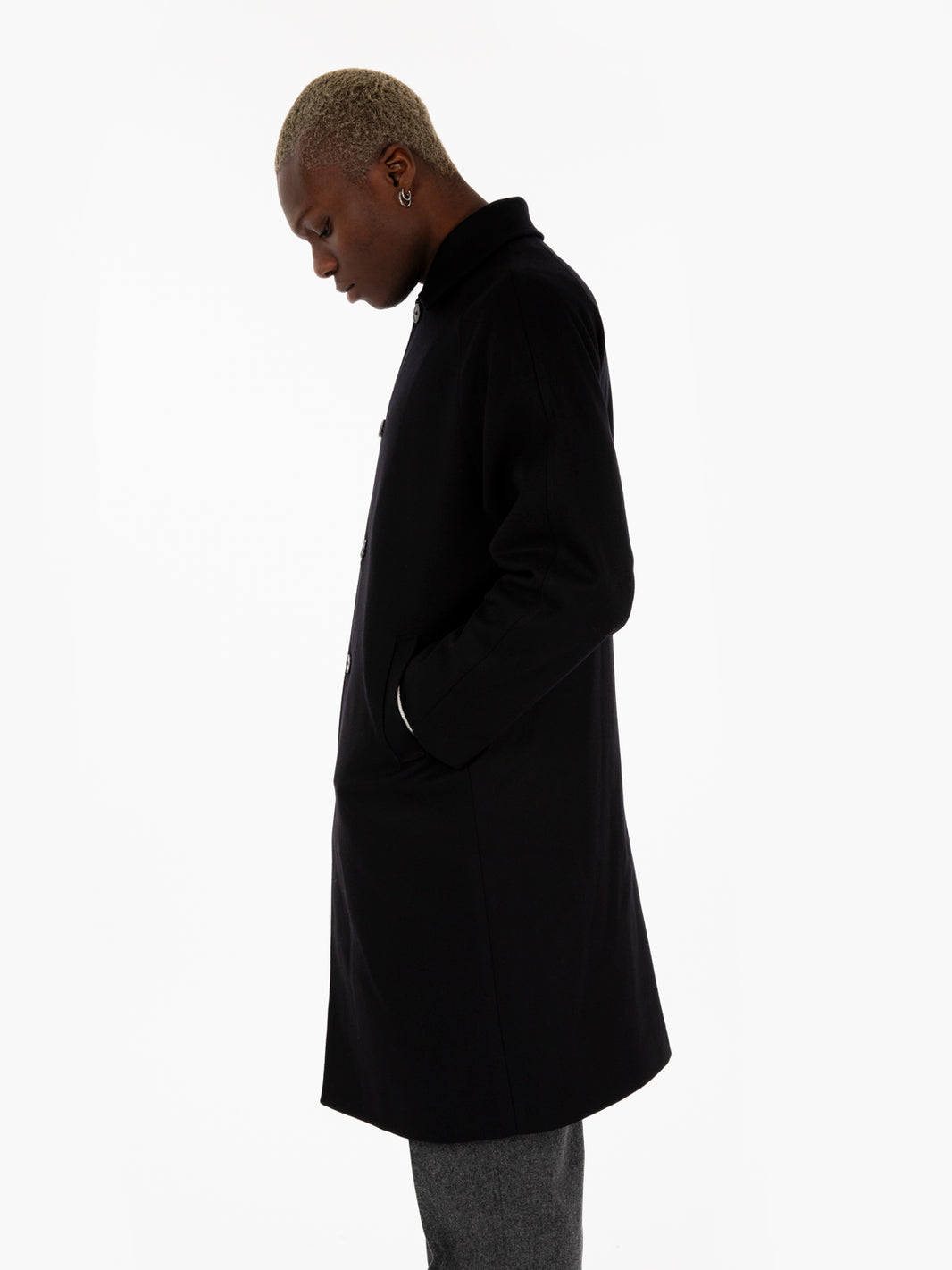 Midnight blue wool and cashmere coat