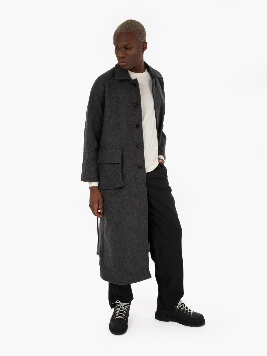 Dark grey recycled wool coat