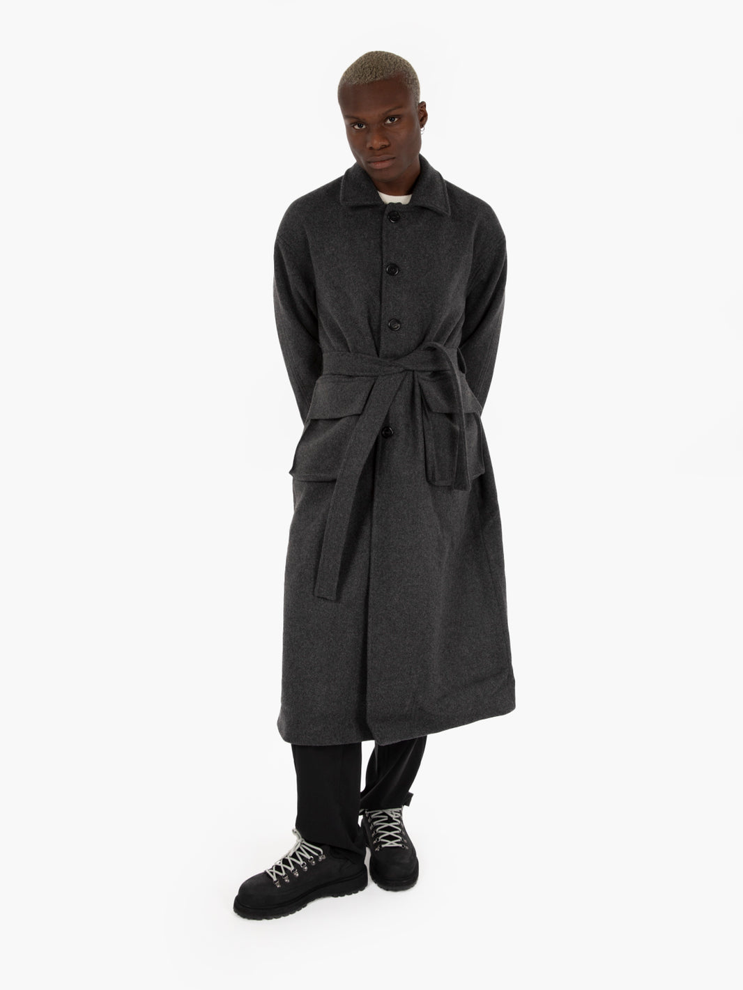 Dark grey recycled wool coat