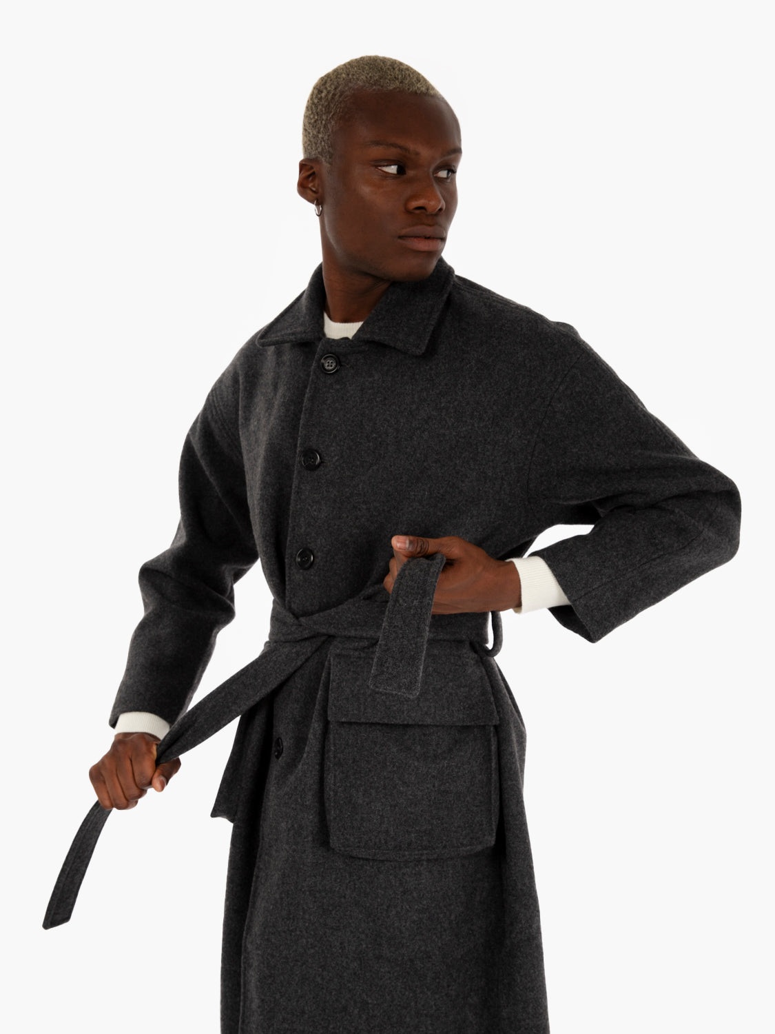 Dark grey recycled wool coat