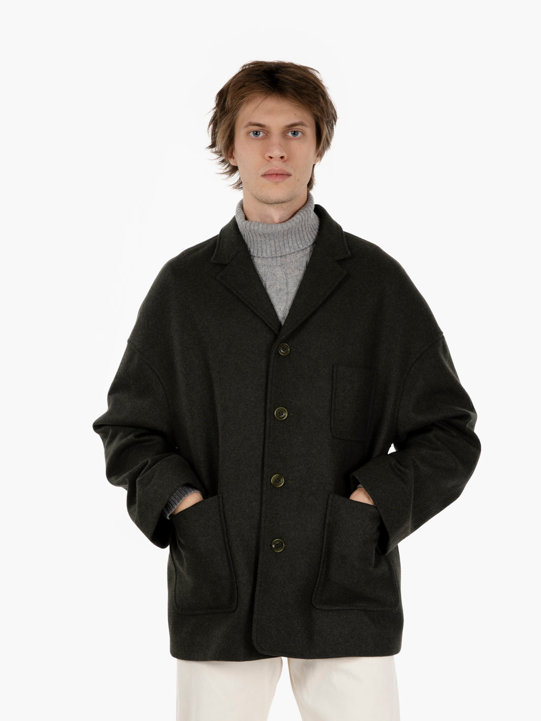 Antwerp jacket with dark forest sash
