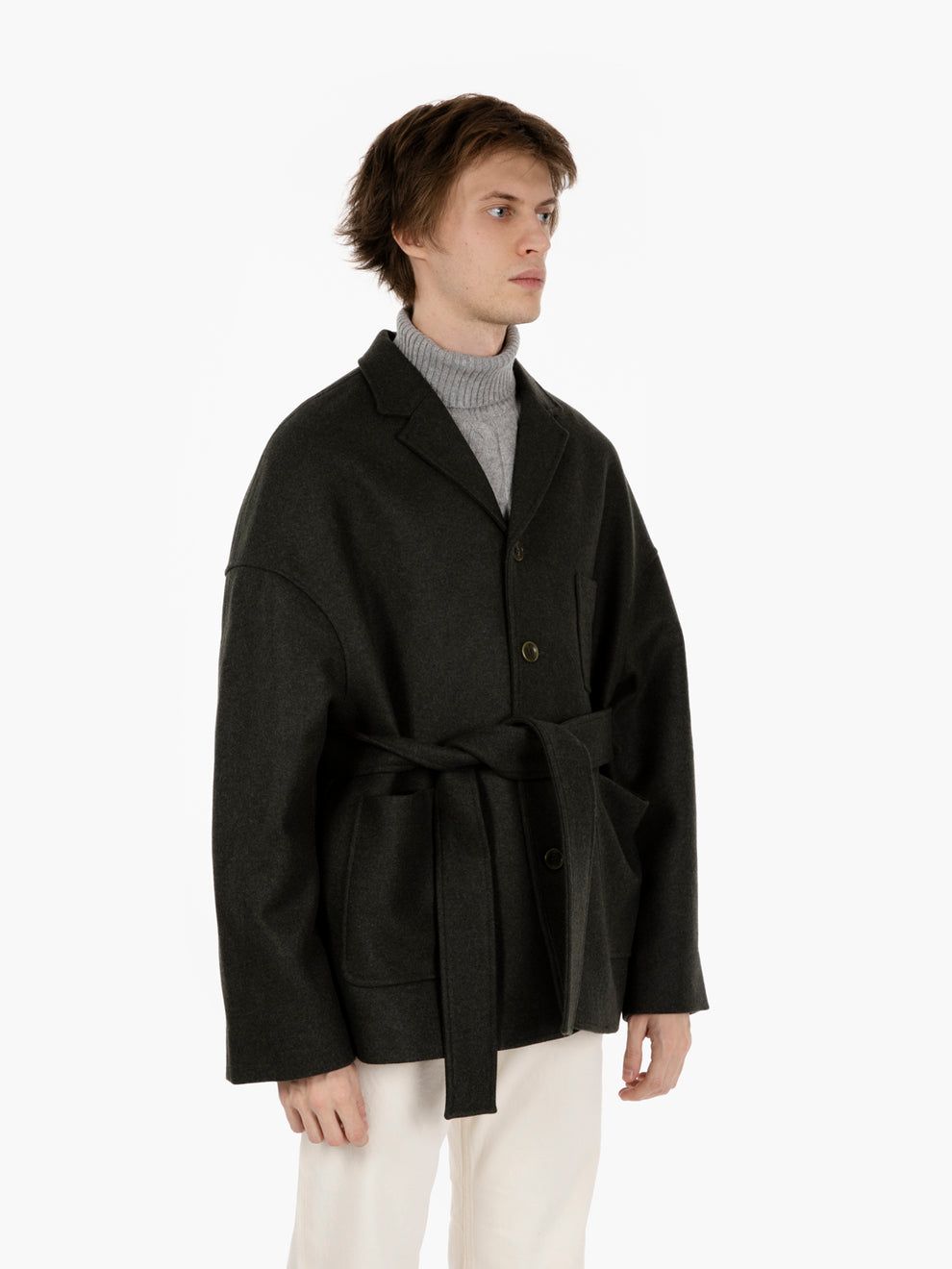 Antwerp jacket with dark forest sash