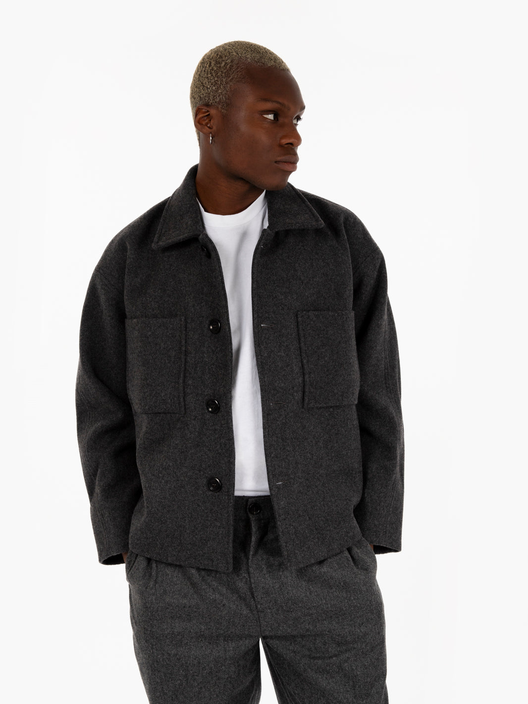 Holar Jacket in Recycled Wool Dark Grey