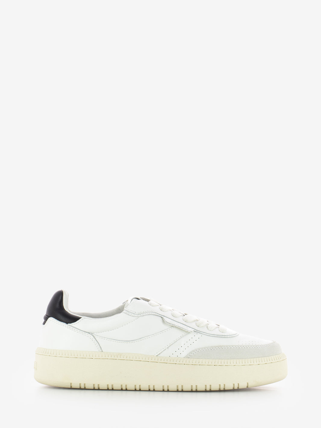 White/black leather sneakers