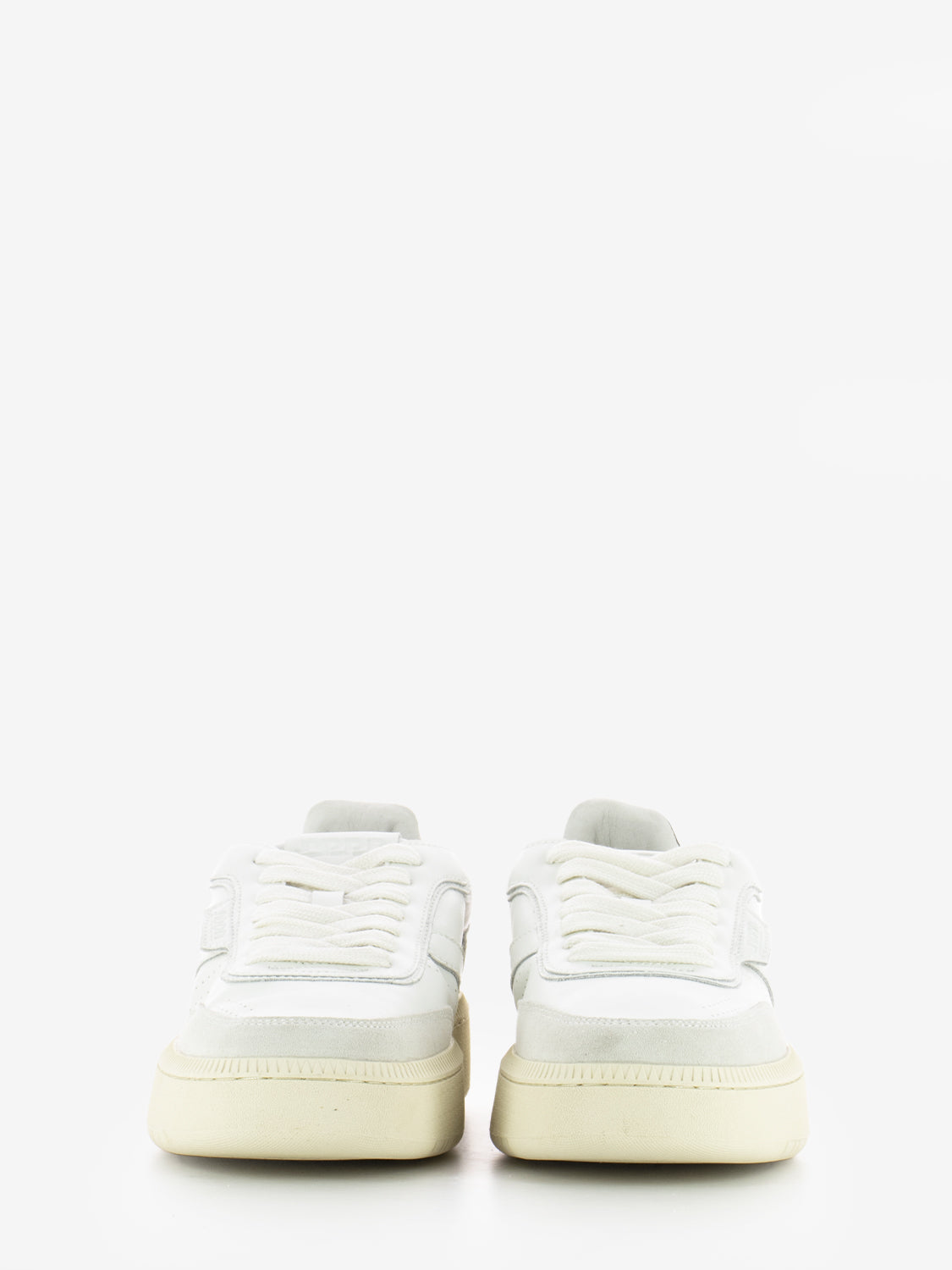White/black leather sneakers