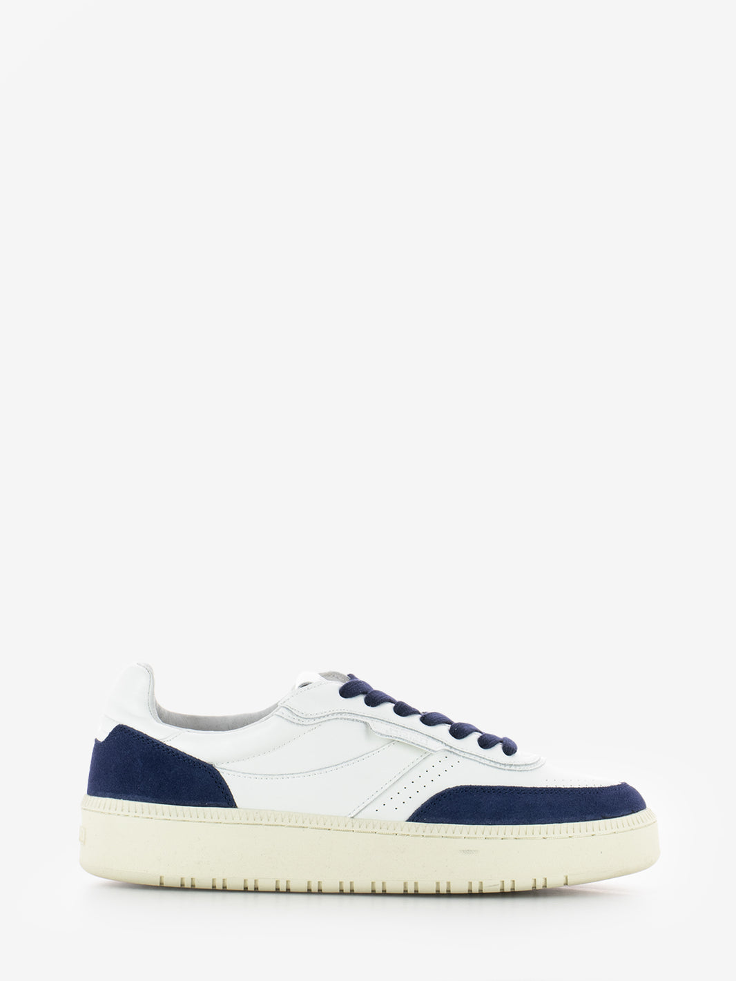 White/blue leather sneakers
