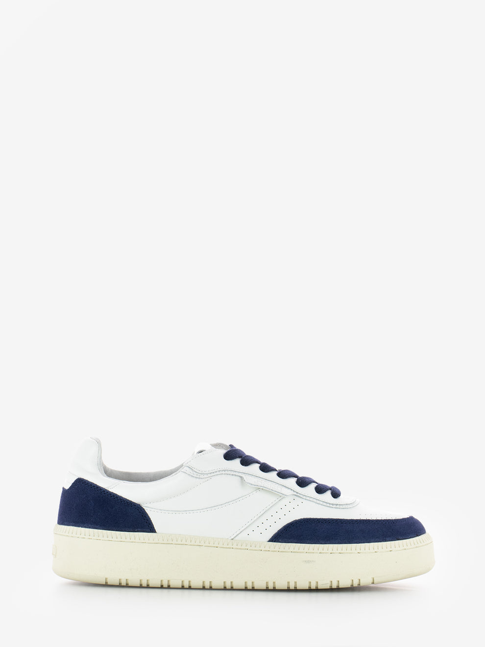 White/blue leather sneakers