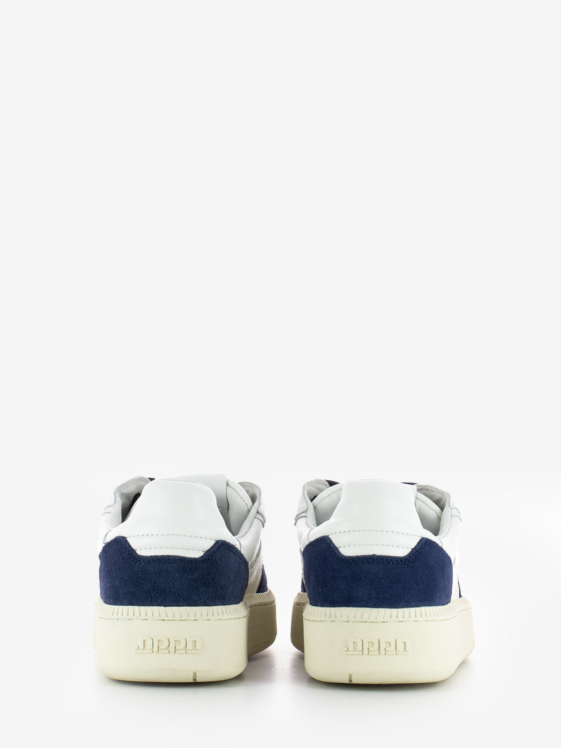 White/blue leather sneakers