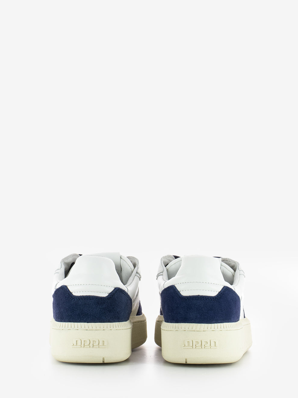 White/blue leather sneakers