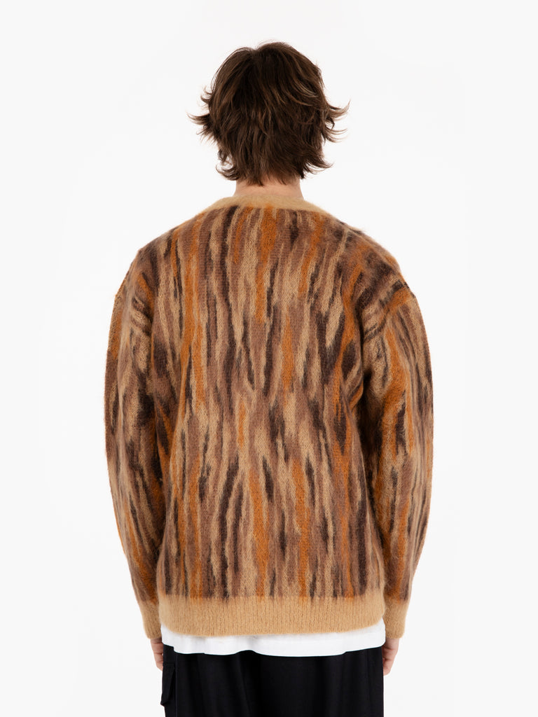 ROBERTO COLLINA - Cardigan misto mohair animalier cammello