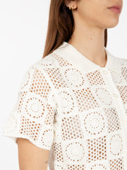 OBEY - Camicia Agatha crochet knit unbleached