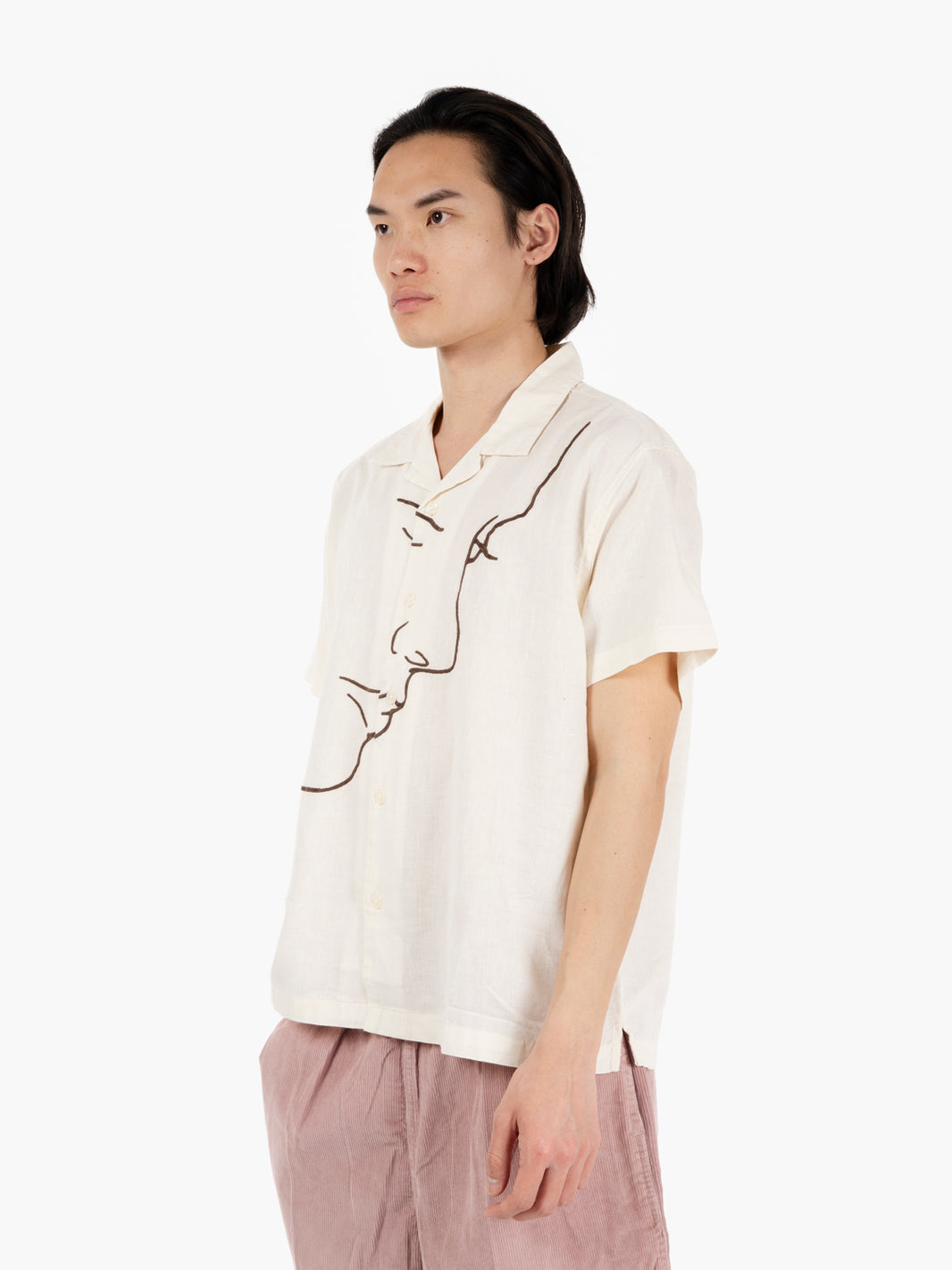 Camicia Frances woven S/S unbleached beige / marrone