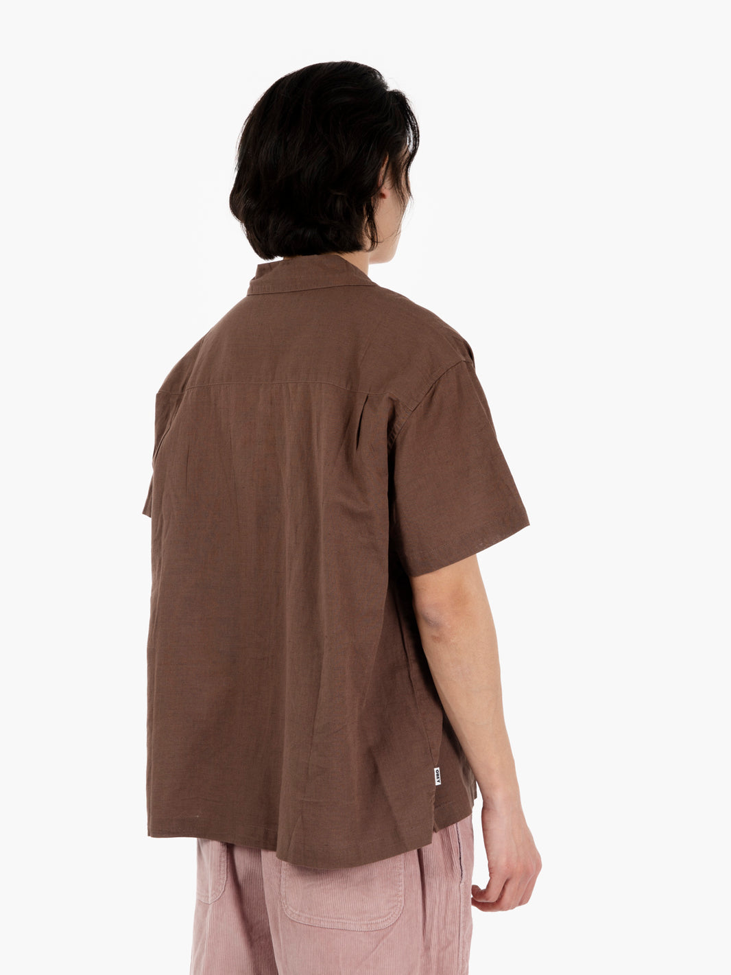 Camicia Frances woven S/S unbleached marrone / rosa