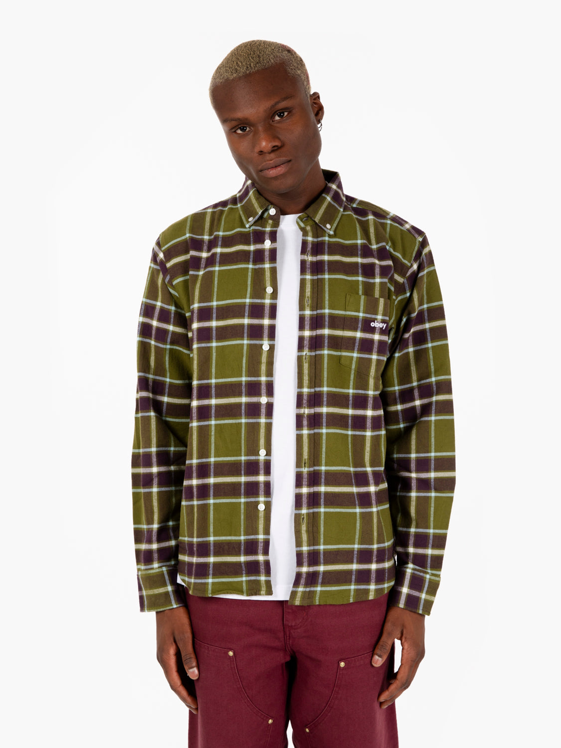 Wilson woven moos green multi shirt