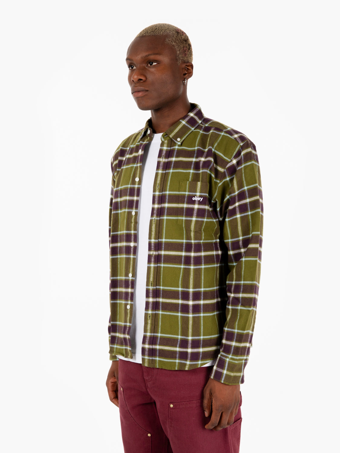 Wilson woven moos green multi shirt