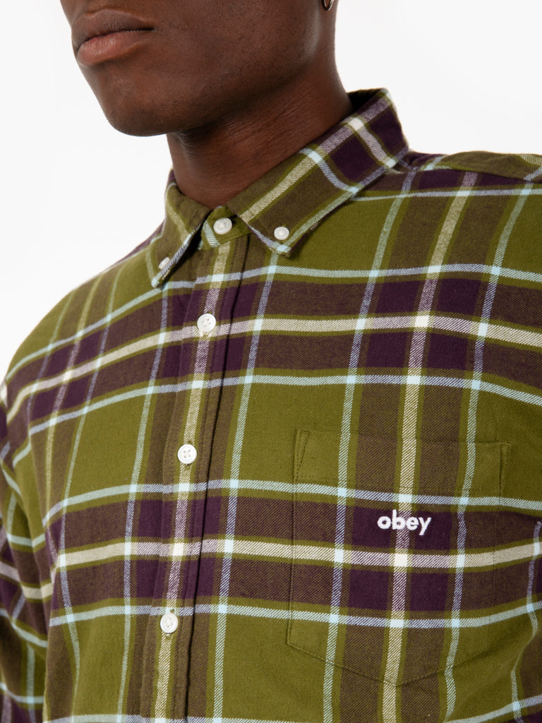 OBEY - Camicia Wilson woven moos green multi