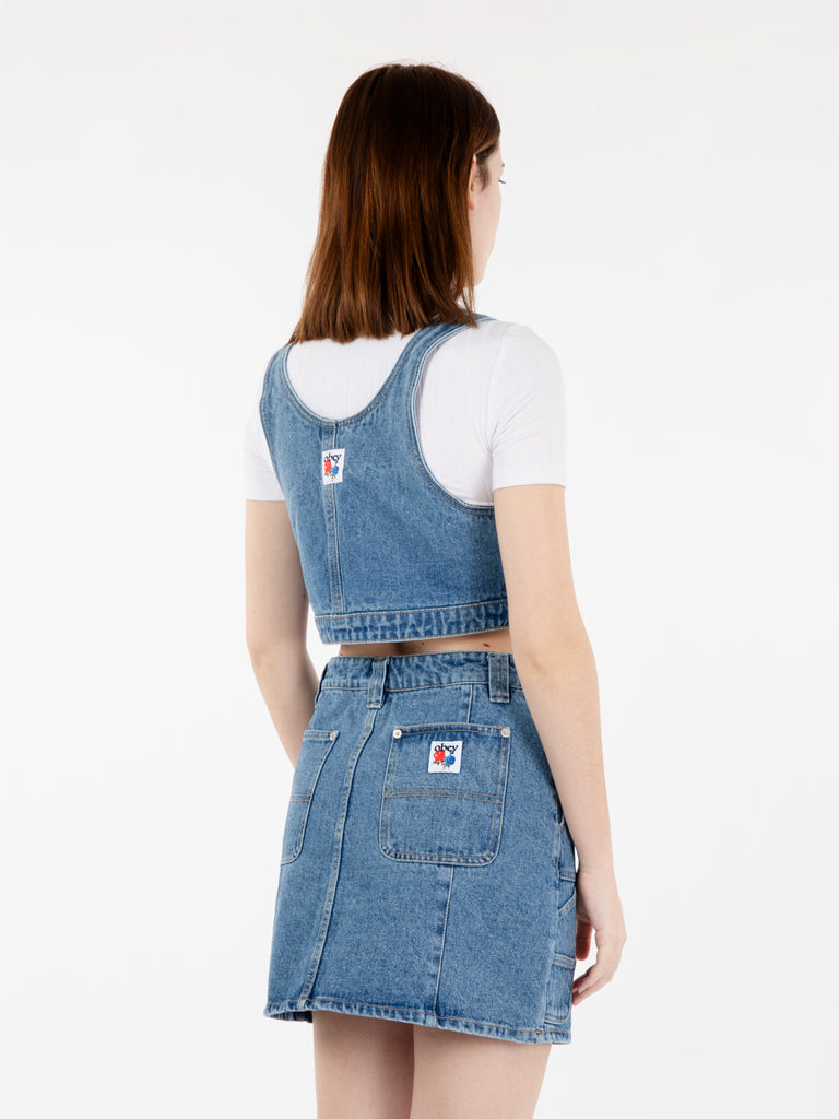 OBEY - Cropped overall denim top light indigo