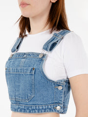 OBEY - Cropped overall denim top light indigo