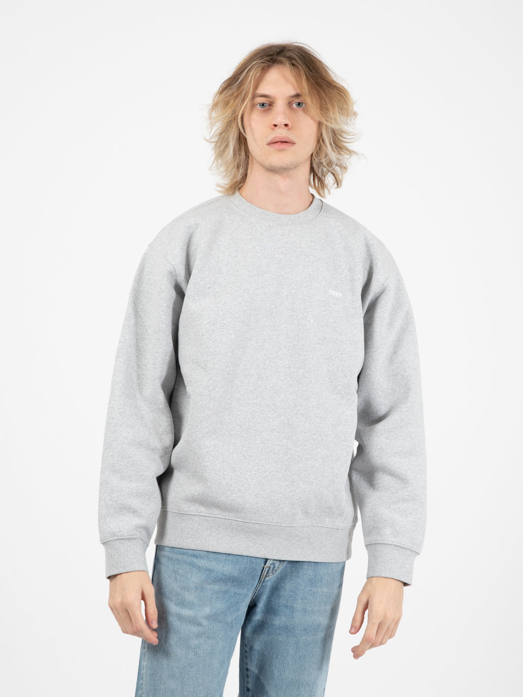 Established works bold crew fleece sweatshirt ash grey