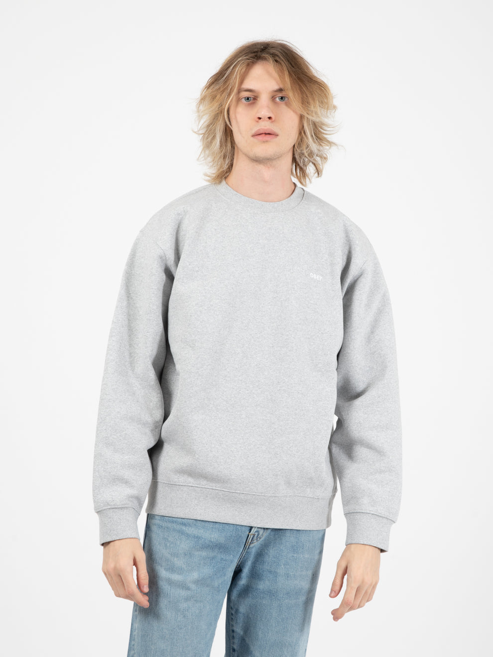 Established works bold crew fleece sweatshirt ash grey