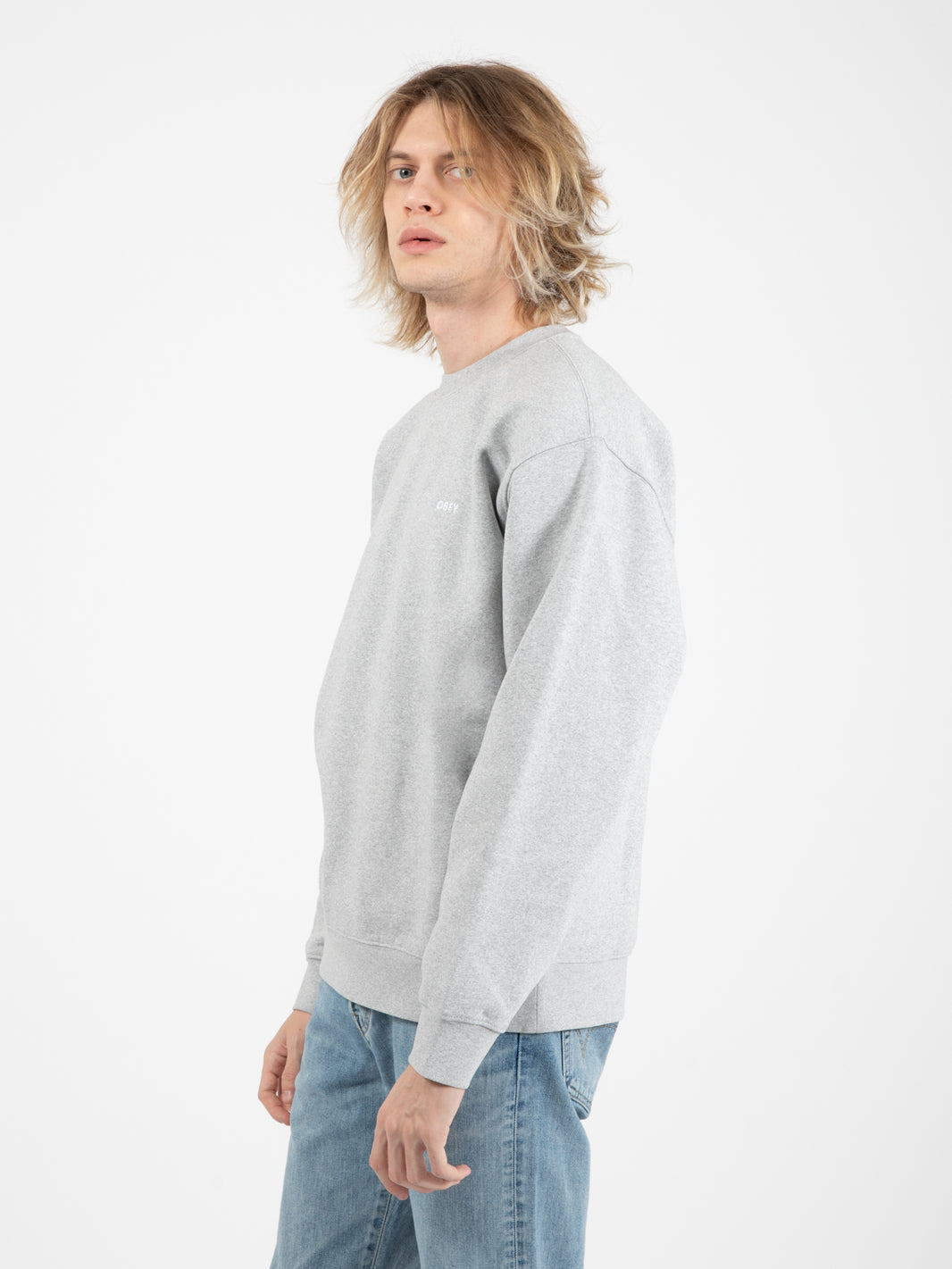 Established works bold crew fleece sweatshirt ash grey