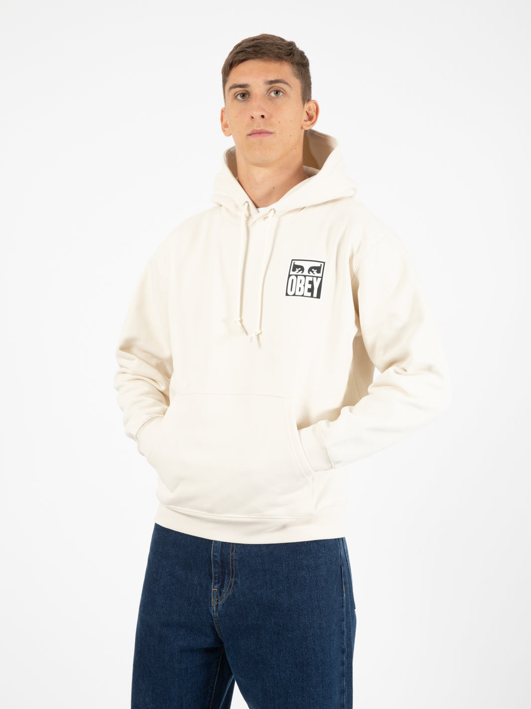 Felpa Eyes Icon hood fleece unbleached
