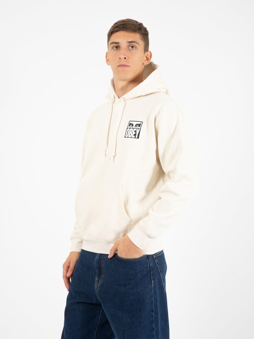 Felpa Eyes Icon hood fleece unbleached
