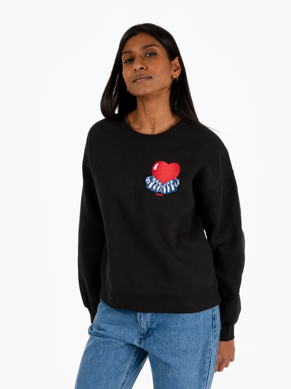 Felpa heart crewneck digital black
