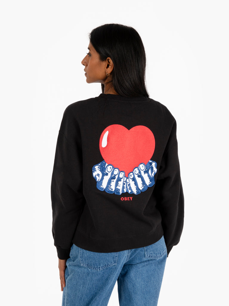 OBEY - Felpa heart crewneck digital black