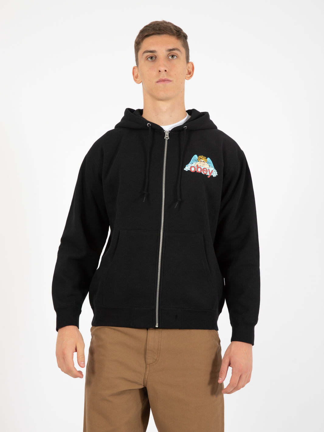Felpa Heaven Angel Premium zip hooded fleece black