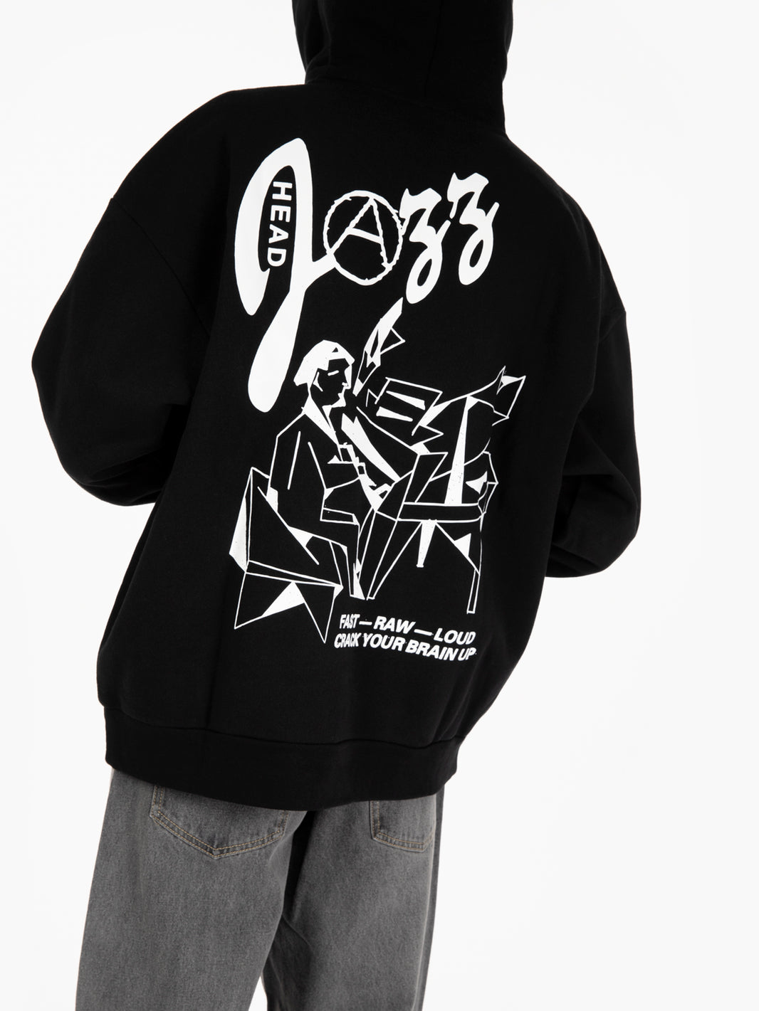 Extra heavy black Jazz Head hoodie