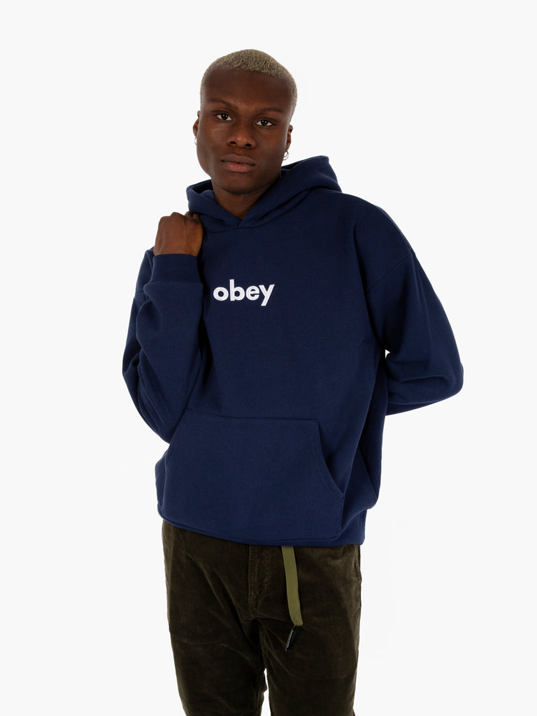 OBEY - Felpa hoodie lowercase extra heavy academy navy