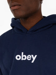 OBEY - Felpa hoodie lowercase extra heavy academy navy