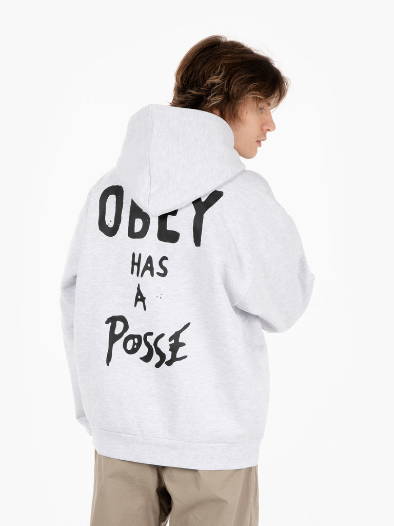 OBEY - Felpa hoodie Posse Extra heavy ash grey