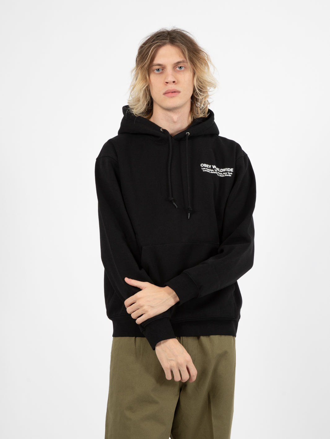 Felpa Worldwide cities premium hooded fleece black